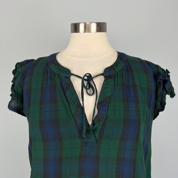 Vineyard Vines Womens Blackwatch Tunic Dress Green Plaid Flutter Sleeve size M - Picture 3 of 13